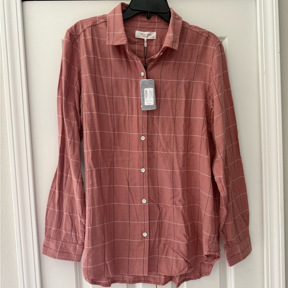Woman’s Rag & Bone Quinn Pink Plaid Shirt